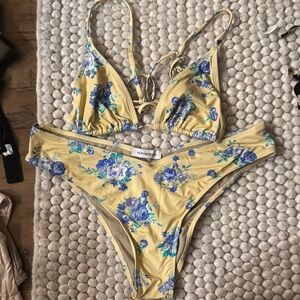 We Wore What Yellow Floral Bikini Set
